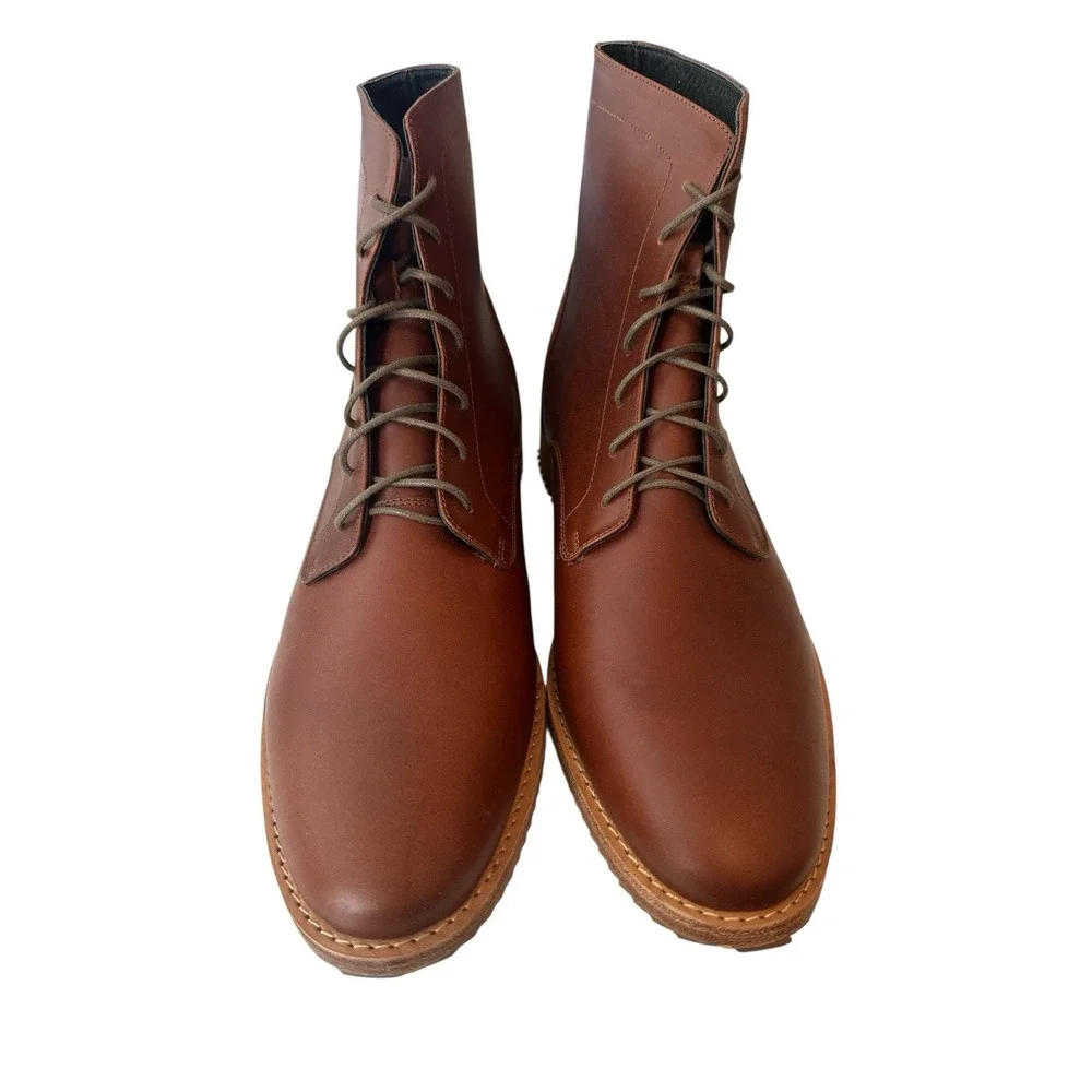 New NISOLO Everyday Lace Up‎ Boot Mens Size 10.5 Brandy Designer Career Office